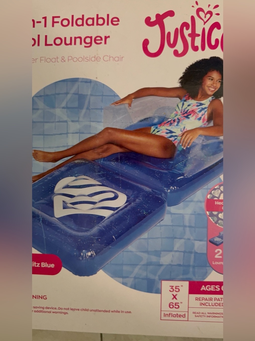 Justice Blue Inflatable Pool Lounger